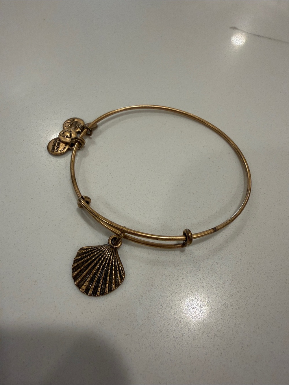 Alex and Ani Gold Shell Charm Expandable Bangle Bracelet